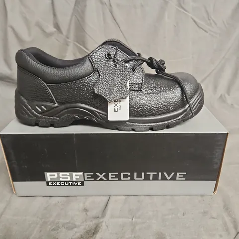 BOXED PAIR OF PSF EXECUTIVE SAFETY SHOES IN BLACK SIZE UK 9