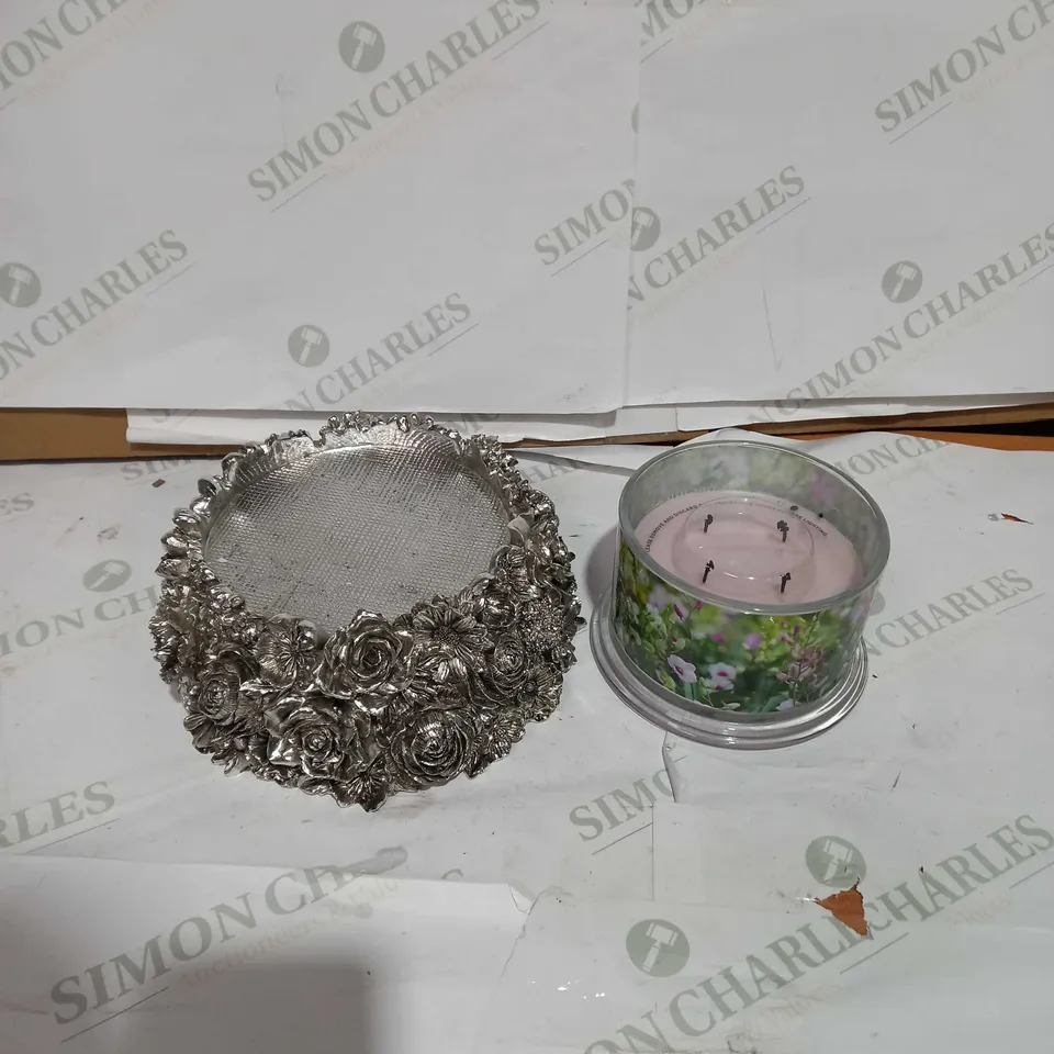 HOMEWORX BY HARRY SLATKIN & CO ORCHID & SWEET GRASS CANDLE WITH PEDESTAL