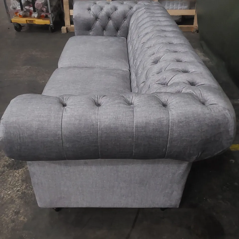 DESIGNER LAURA 3 SEATER CHESTERFIELD FABRIC UPHOLSTERED SOFA 