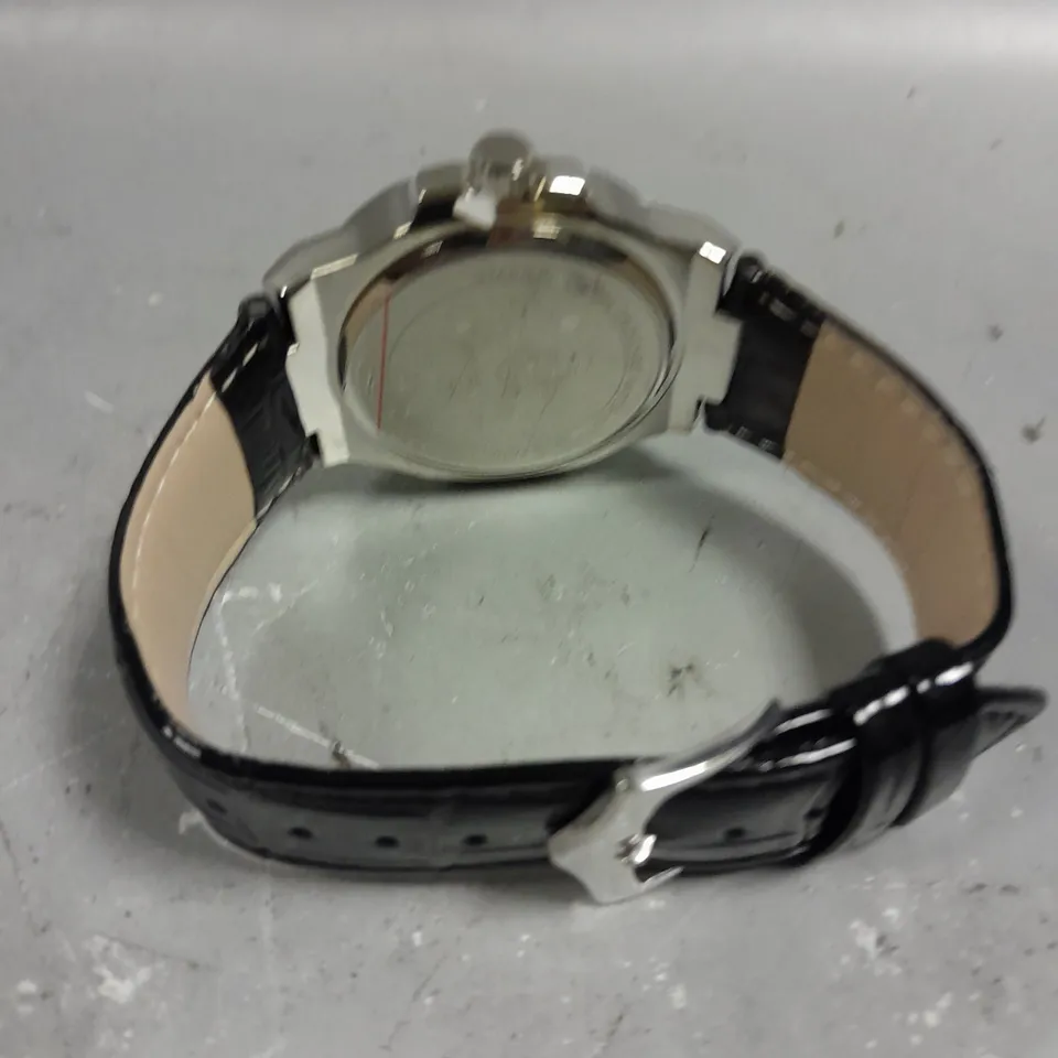 MENS FRANK SCHMIDT WATCH – TEXTURED DIAL WITH DATE – LEATHER STRAP- MODEL: FSL AMBASSADOR – 3ATM WATER RESISTANT