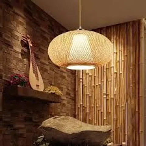 AMMALEY BAMBOO PENDANT LIGHT, VINTAGE RATTAN LAMPSHADE