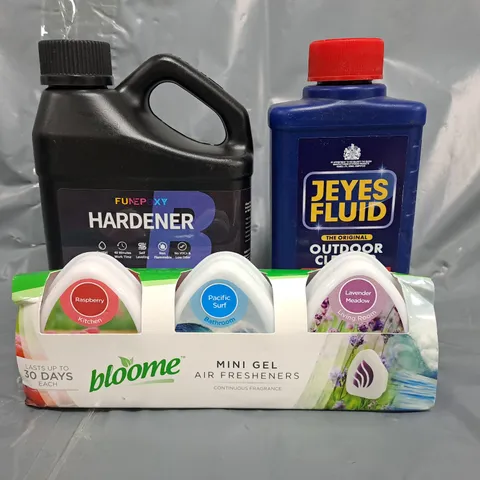 APPROXIMATELY 20 ASSORTED HOUSEHOLD ITEMS TO INCLUDE JEYES FLUID, FUNEPOXY HARDENER, ETC - COLLECTION ONLY
