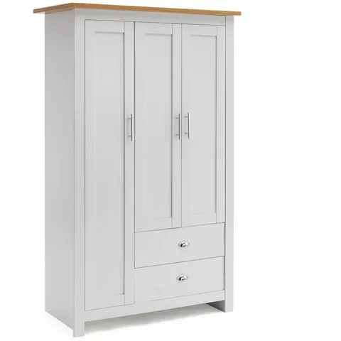 BOXED KOSY KOALA OTIS 3 DOOR WARDROBE - OAK & WHITE (4 BOXES)