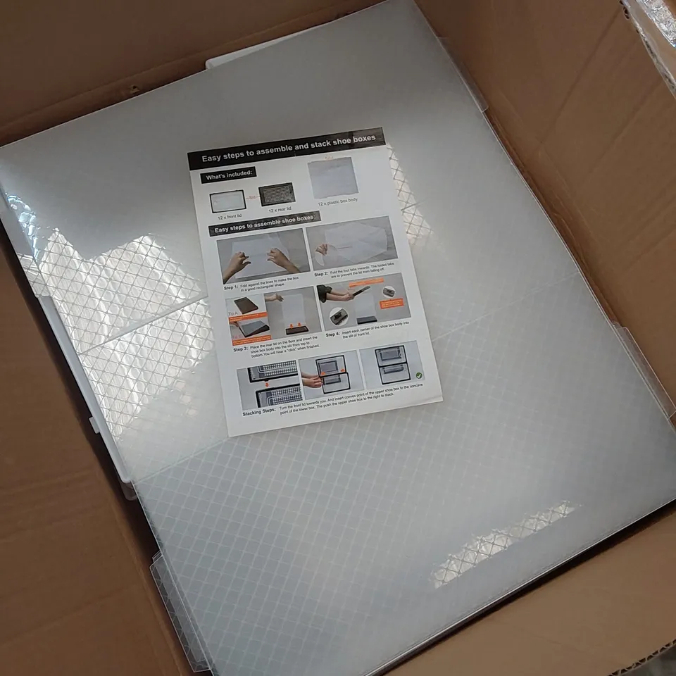 BOXED 12 PAIR STACKABLE SHOE STORAGE BOX - SET OF 12 (1 BOX)