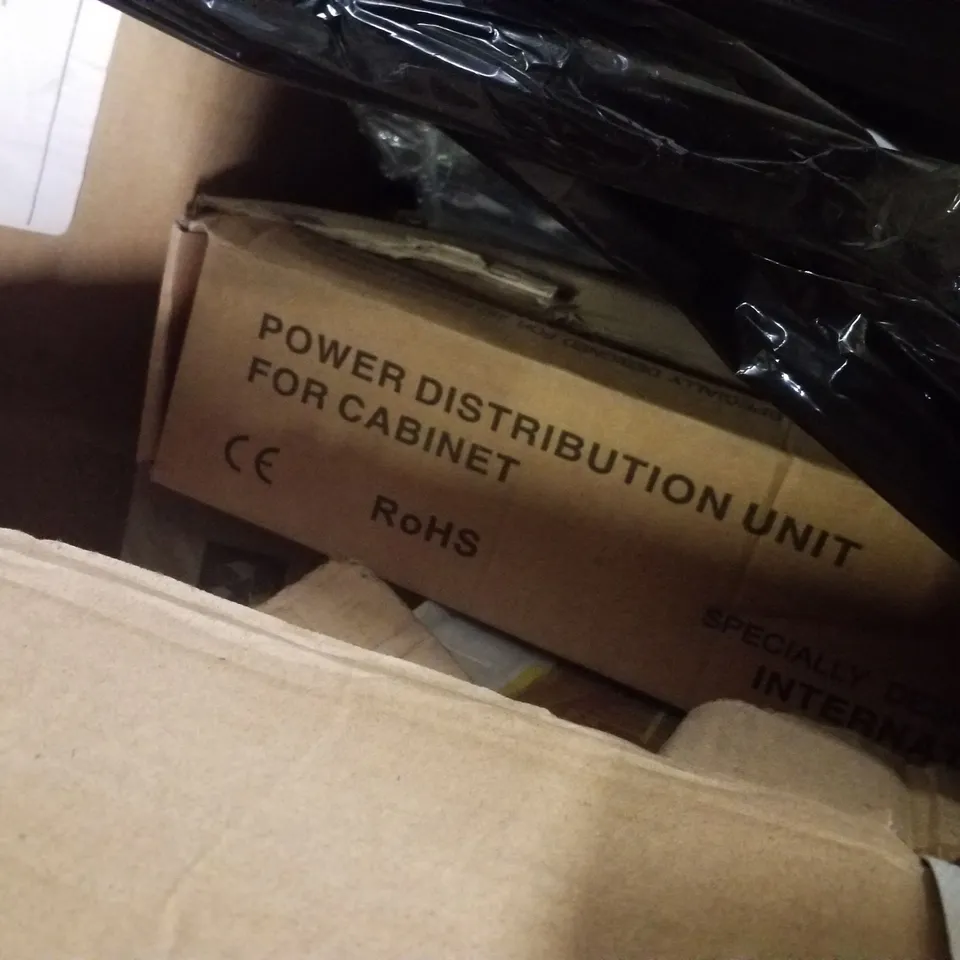 PALLET CONTAINING ASSORTED IT & NETWORKING PRODUCTS INCLUDING COMPUTER MICE, POWER DISTRIBUTION UNIT FOR CABINET & FIBER MEDIA CONVERTER