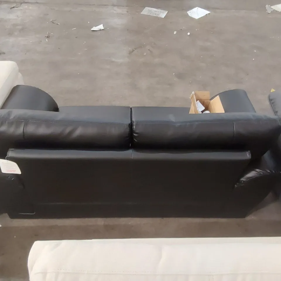 QUALITY DESIGNER 2-SEATER BLACK FAUX LEATHER SOFA