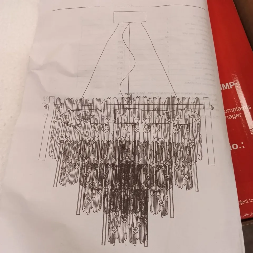 BOXED CHANDELIER LIGHT PENDANT - GOLD (1 BOX)