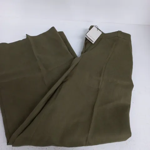 NOBODYS CHILD PLEAT FRONT WIDE LEG TROUSERS IN GREEN - UK 8