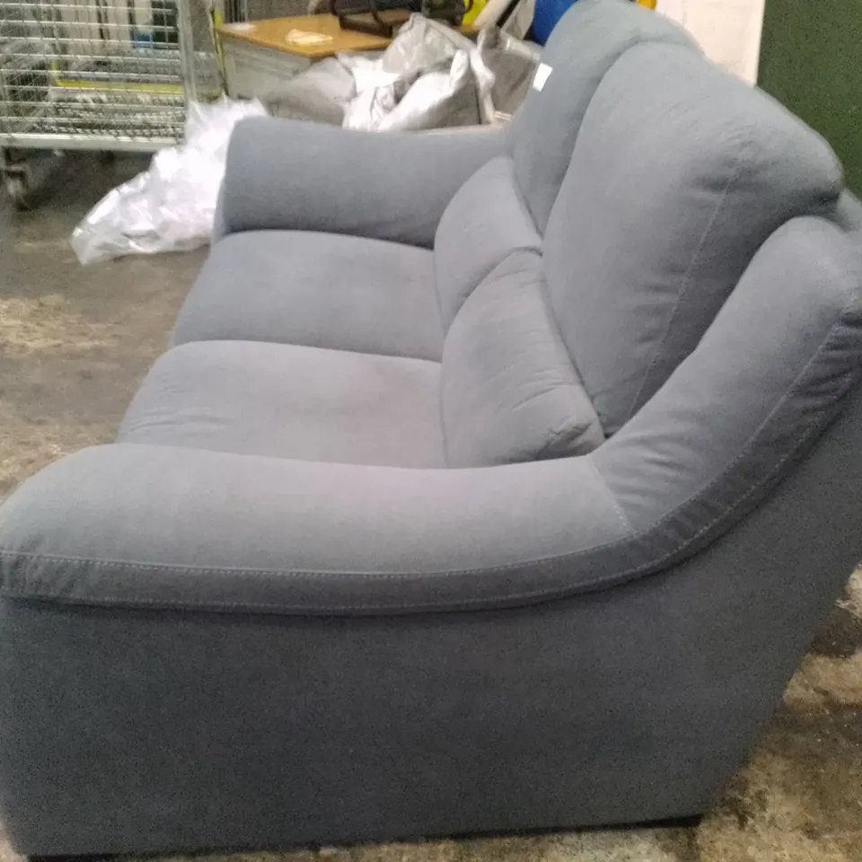 QUALITY ITALIAN DESIGNER DEGANO 2 SEATER - GREY/BLUE NAVY FABRIC