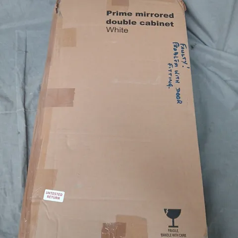 BOXED PRIME MIRRORED DOUBLE CABINET IN WHITE - COLLECTION ONLY