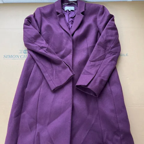 HOBBS LONDON SIZE 18 BURGUNDY LONGLINE COAT