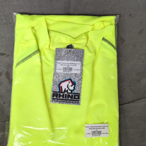 BAGGED RHINO THERMOWEAR LONG SLEEVE BASE LAYER IN FLUO YELLOW SIZE 3XL
