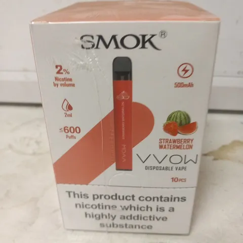 BOXED AND SEALED SMOK VVOW DISPOSABLE VAPE 10 PACK STRAWBERRY WATERMELON