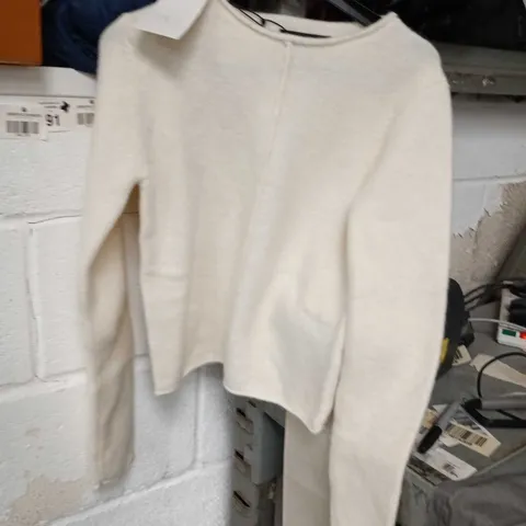 ZARA CREAM KNITTED CROPPED JUMPER – WOMEN'S SIZE S