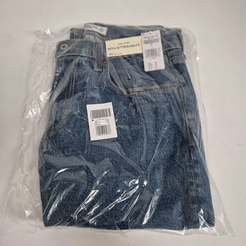 BAGGED ABERCROMBIE & FITCH HIGH RISE 90S STRAIGHT JEANS IN DARK BLUE - SIZE 30