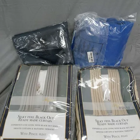 BOX OF APPROXIMATELY 5 ASSORTED CURTAINS IN VARIOUS COLOUR AND STYLES