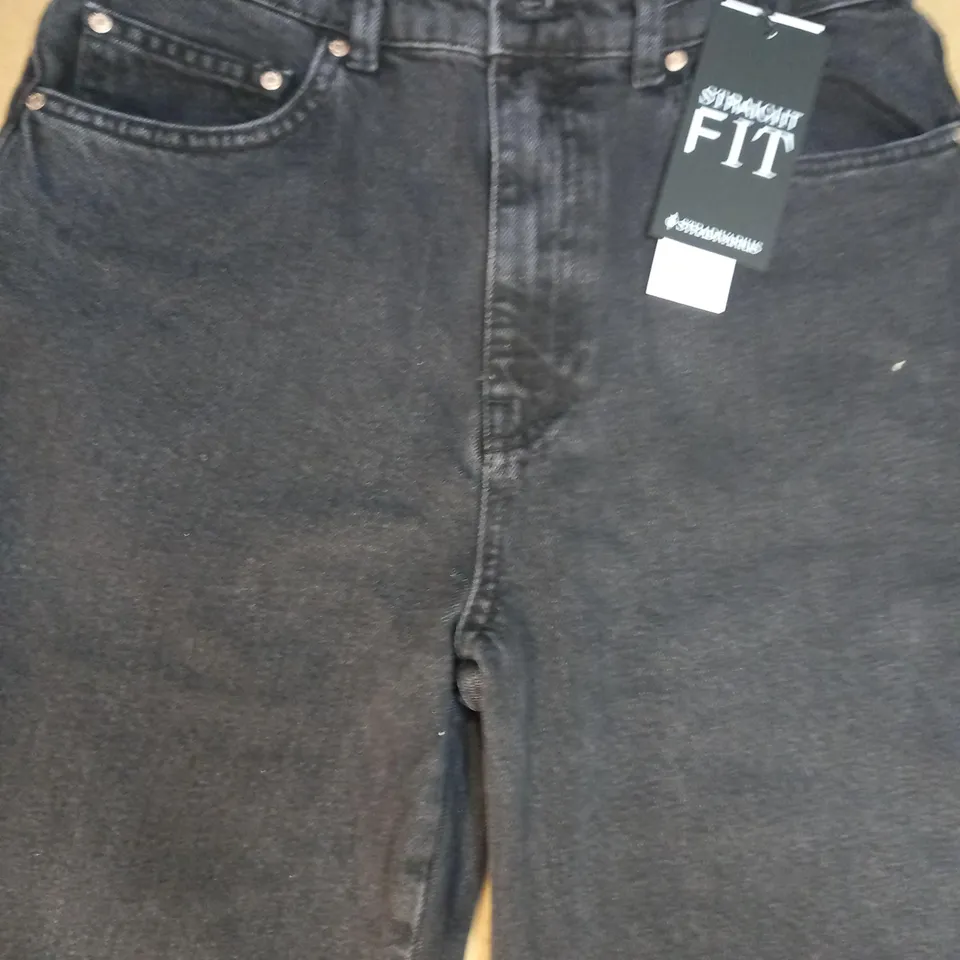 STRADIVARIUS STRAIGHT FIT JEANS IN BLACK UK SIZE 12