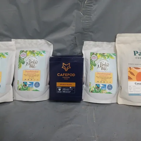 APPROXIMATELY 5 ASSORTED FOOD PRODUCTS TO INCLUDE PACT COFFEE, CAFEPOD COFFEE, ETC