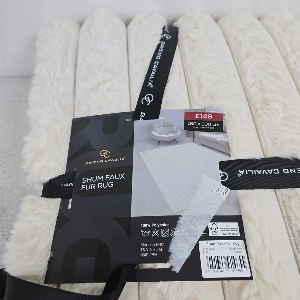 GAVENO CAVAILIA SHUM FAUX FUR RUG – 160 X 230 CM – CREAM (PACKAGED)