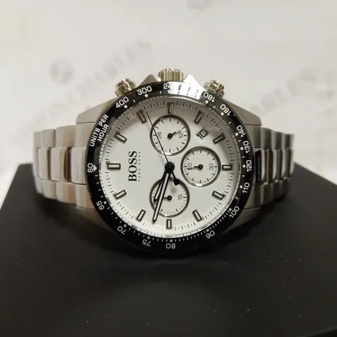 HUGO BOSS-STYLE CHRONOGRAPH STAINLESS STEEL BRACELET STRAP WATCH