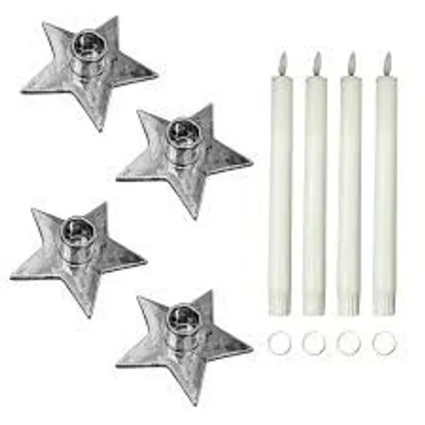 HOME STORIES SET OF 4 STAR CANDLE HOLDERS
