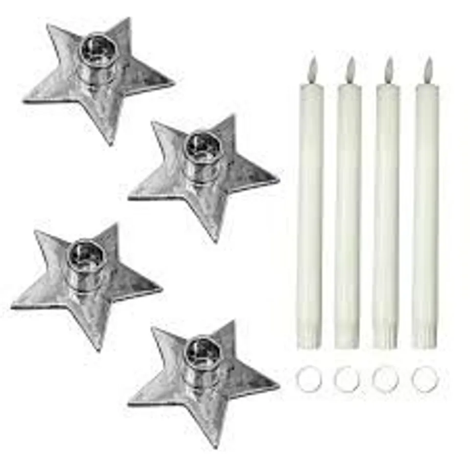 HOME STORIES SET OF 4 STAR CANDLE HOLDERS