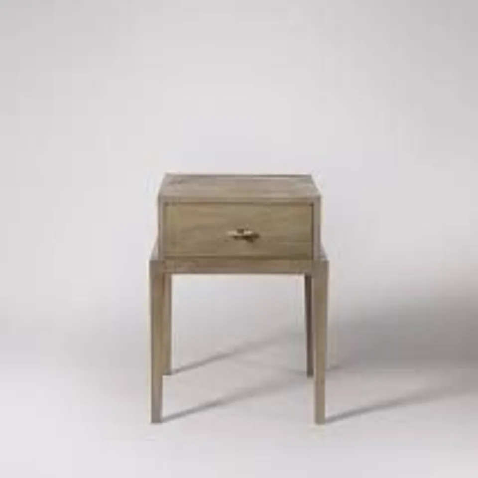 BOXED DESIGNER SWOON VERNE BEDSIDE TABLE IN SANDBLASTED GREY RRP £189