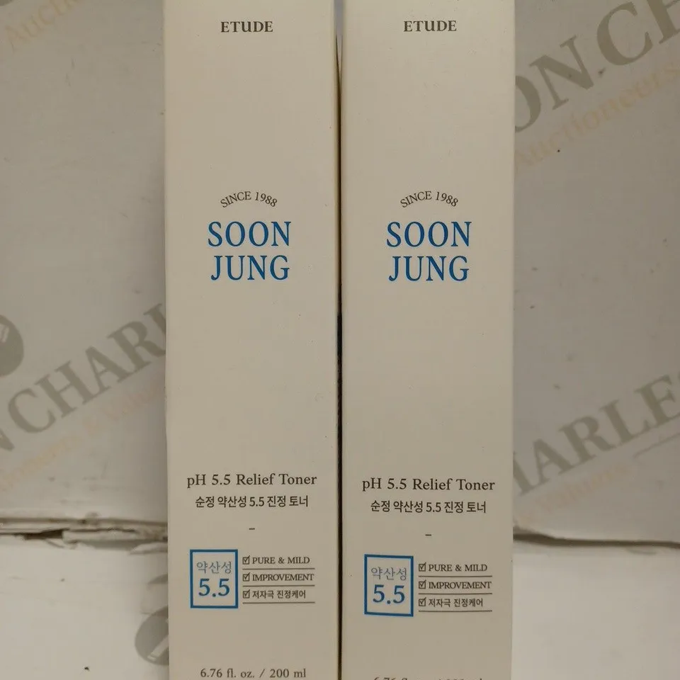 BOX OF 2 BOXED ETUDE HOUSE SOONJUNG PH 5.5 RELIEF TONER 200ML [21AD]