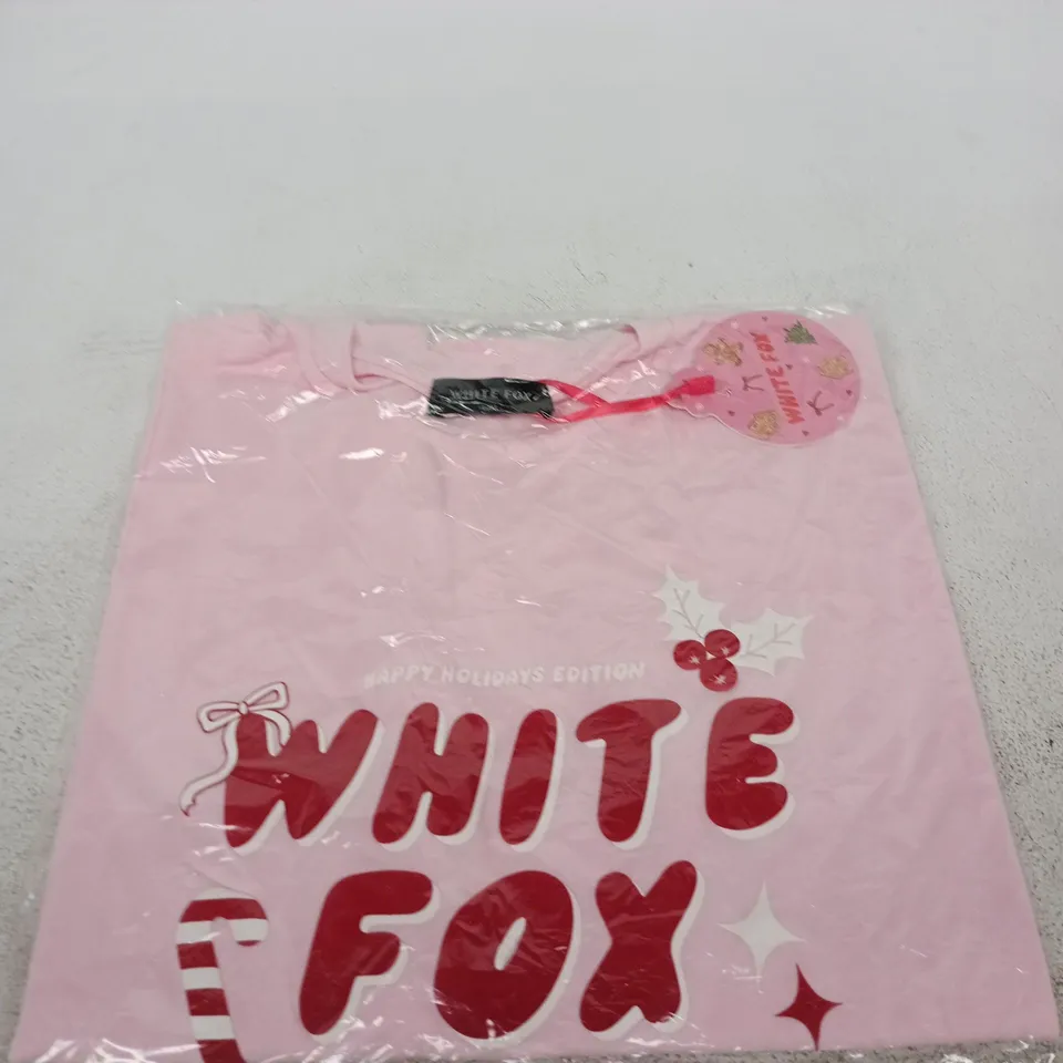 BAGGED WHITE FOX PINK HOLIDAY EDITION TOP – SIZE L/XL