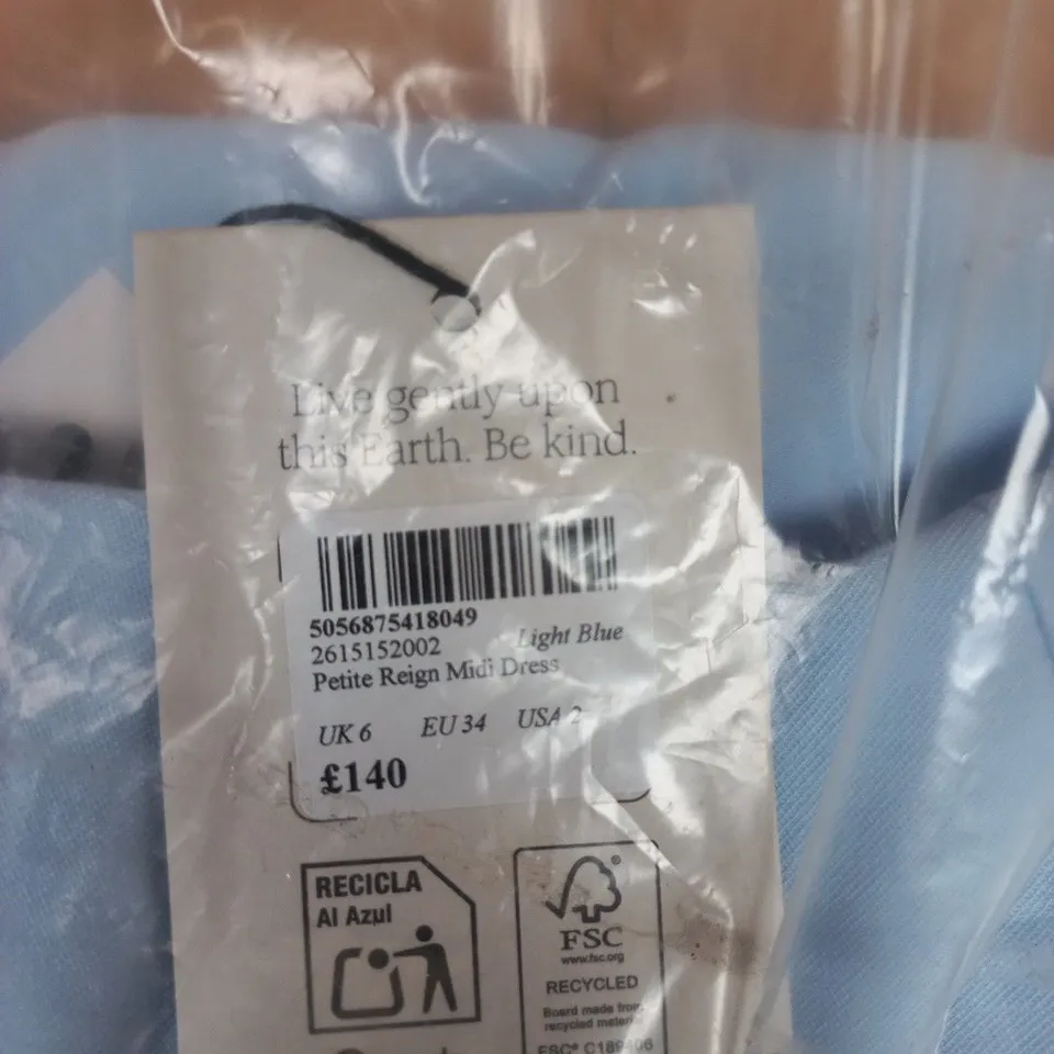NOBODY'S CHILD LIGHT BLUE PETITE REIGN MIDI DRESS - UK 6 (EU 34)