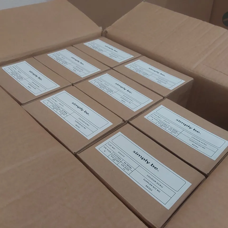 BOX CONTAINING APPROXIMATELY 9x BRAND NEW SIMPLY BE ECRU OSLO EXTRA WIDE SHOES - SIZE 9