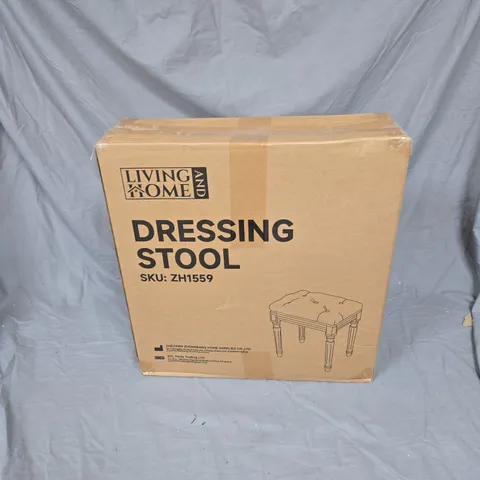 LIVING HOME DRESSING STOOL β WOODEN LEGS WITH UPHOLSTERED SEAT