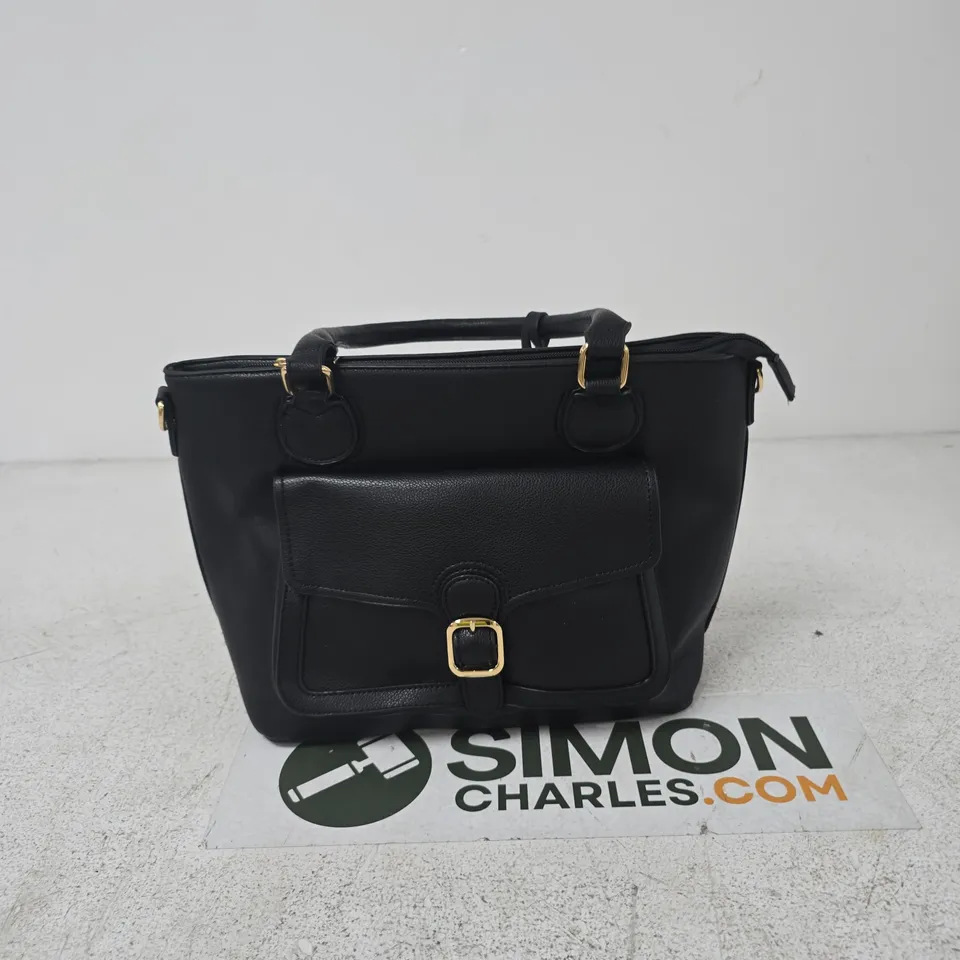 BOX OF APPROXIMATELY 20 ASSORTED ITEMS TO INCLUDE: BLACK LEATHER HANDBAG