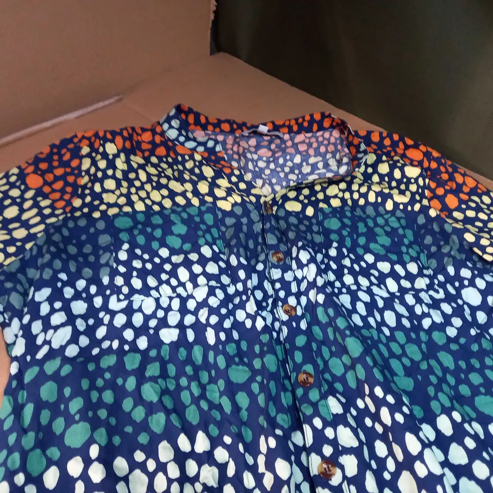 DESIGNER NAVY/COLOUR SPLASH JUMPSUIT - SIZE 20