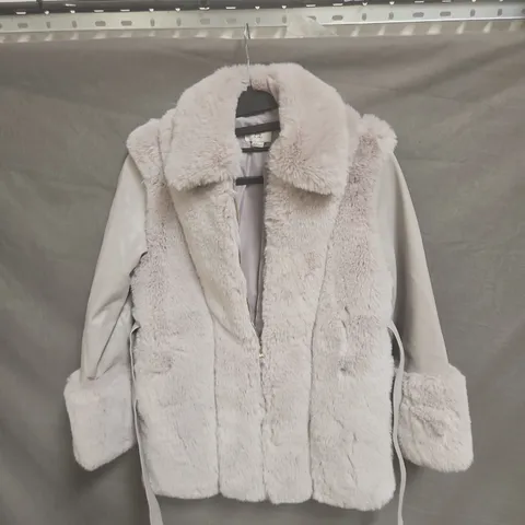 RIVER ISLAND GIRLS' FAUX FUR COAT – UK 9-10 (9/10 YRS) – MINK