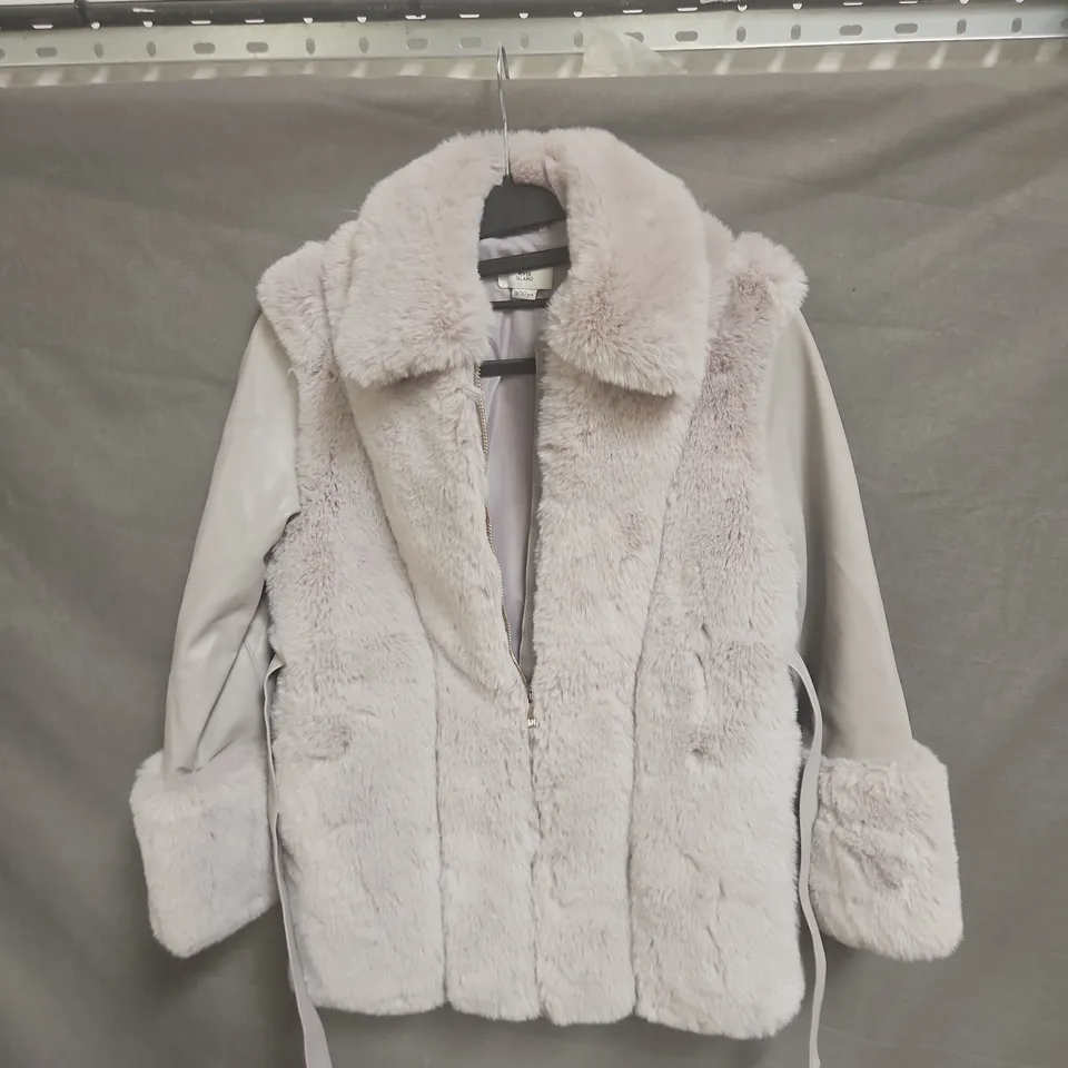 RIVER ISLAND GIRLS' FAUX FUR COAT – UK 9-10 (9/10 YRS) – MINK