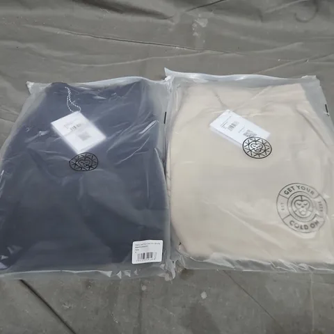 APPROXIMATELY 25 ASSORTED BAGGED CLOTHING ITEMS IN VARIOUS SIZES TO INCLUDE UNISEX GET YOUR COLD ON JOGGERS IN CLAY & MENS GET YOUR COLD ON SHORTS IN NAVY