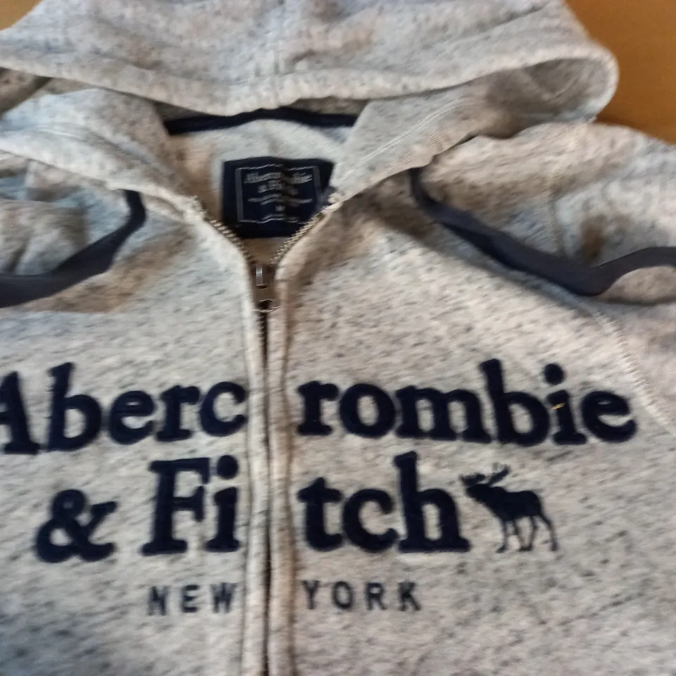 ABERCROMBIE & FITCH GREY ZIP THROUGH HOODIE - M