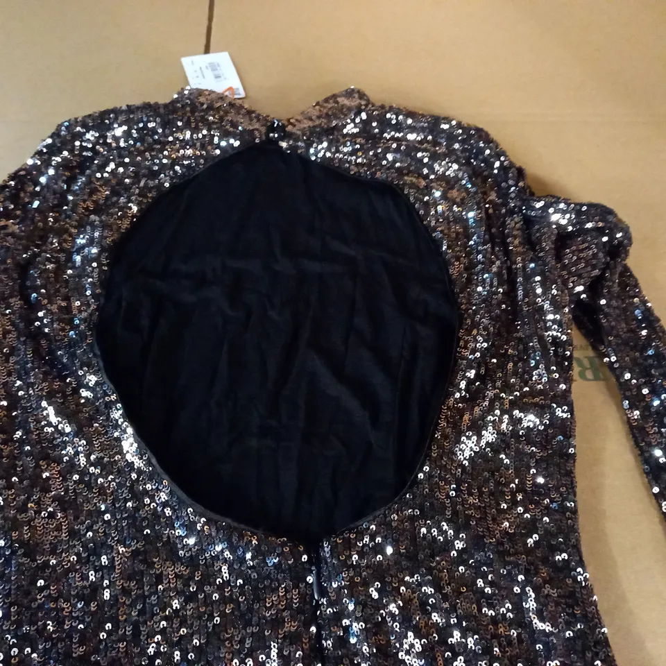 SUPERDRY GOLD SEQUIN CUT OUT BACKED DRESS - UK S