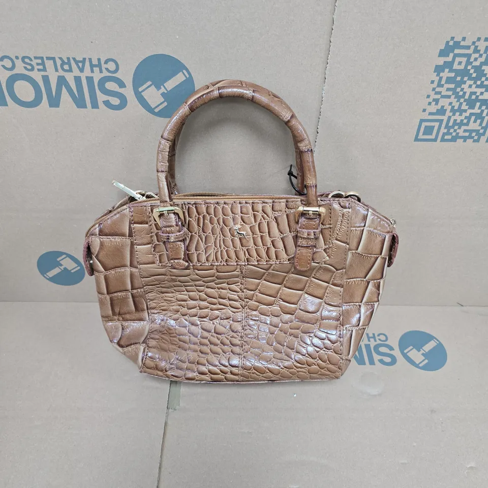 ASHWOOD LEATHER LIGHT BROWN CROCODILE-EMBOSSED HANDBAG