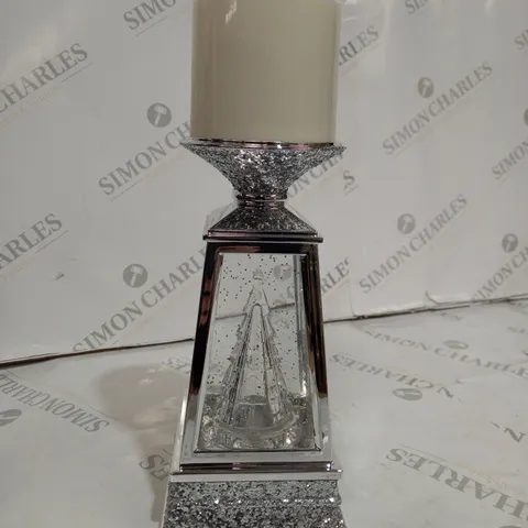 JULIEN MACDONALD FLAMELESS SWIRLING GLITTER CHRISTMAS TREE CANDLE HOLDER