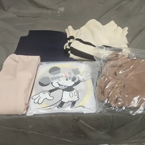 APPROXIMATELY 20 ASSORTED CLOTHING PRODUCTS IN VARIOUS STYLES & SIZES TO INCLUDE PANTS, T-SHIRTS, DRESSES ETC