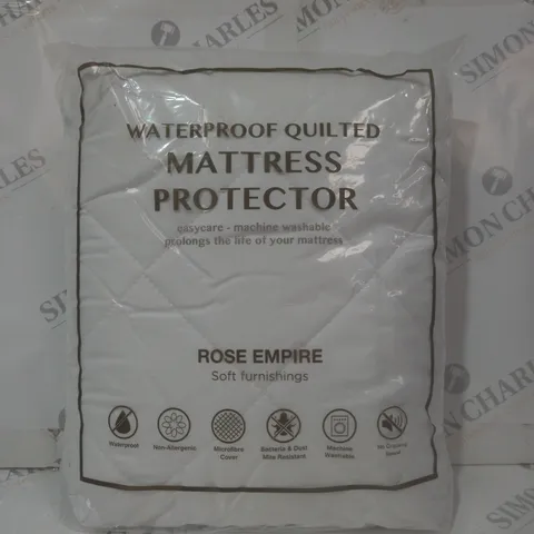 ROSE EMPIRE WATERPROOF QUILTED MATTRESS PROTECTOR - DOUBLE SIZE