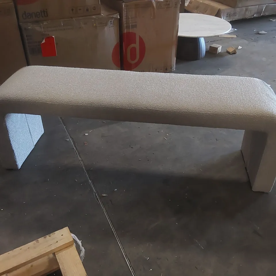 DESIGNER BOUCLE UPHOLSTERED BENCH