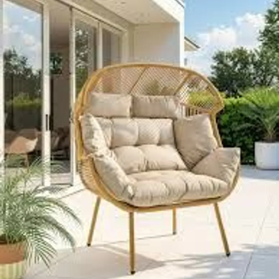 BOXED ALMA RATTAN LOVE SEAT EGG CHAIR (1 BOX) RRP £299