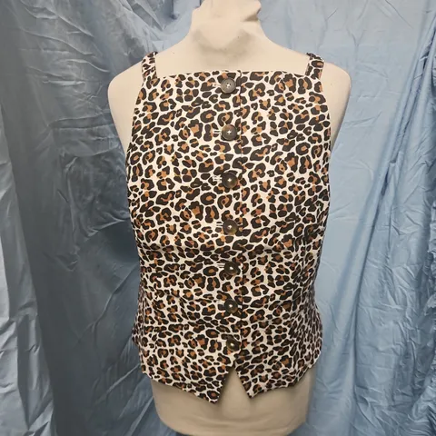 BODEN LEOPARD PRINT LINEN WAISTCOAT – UK 8 (US 4)