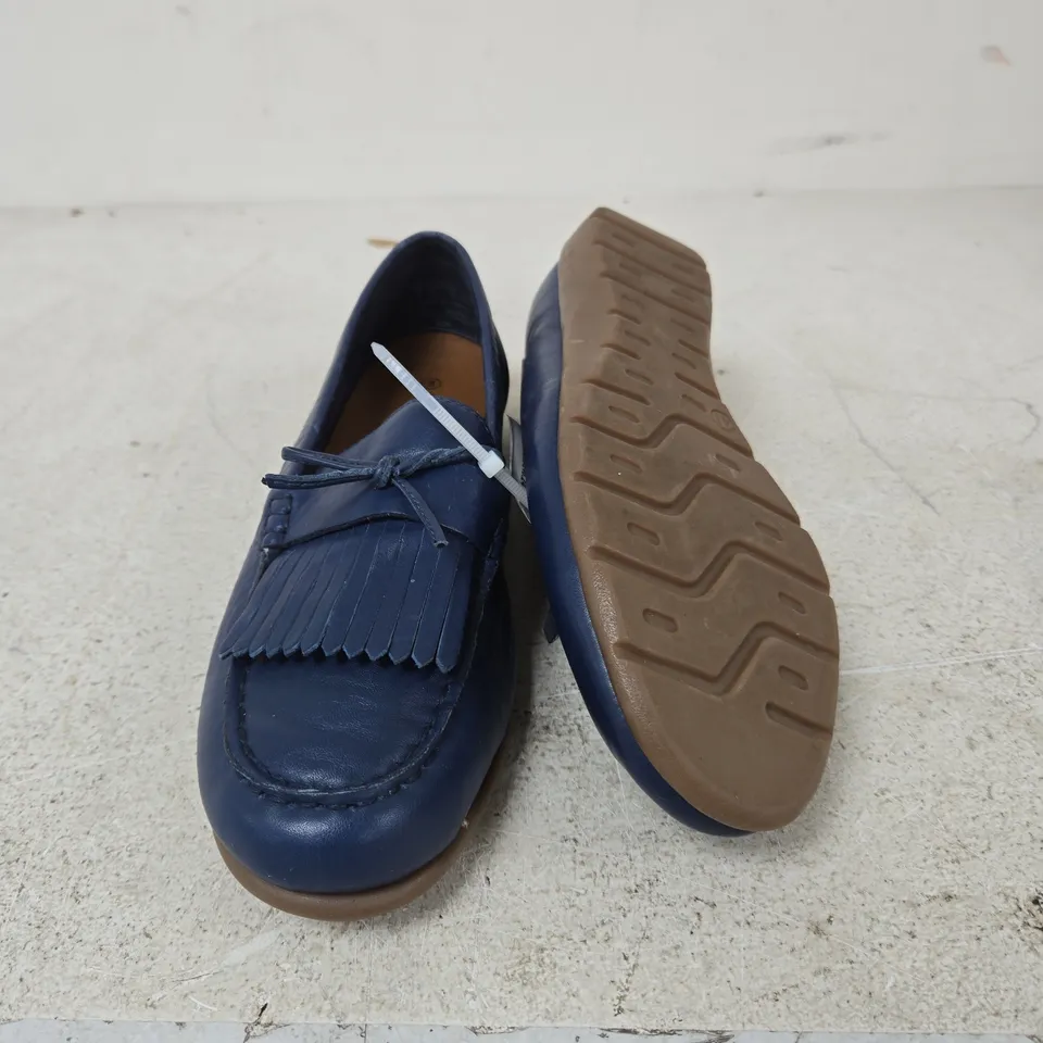HUSH PUPPIES WOMEN'S NAVY LEATHER TASSEL LOAFERS UK SIZE 8