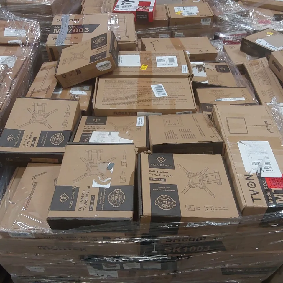 PALLET CONTAINING A VERY LARGE QUANTITY OF ASSORTED TV STANDS/MOUNTS ECT