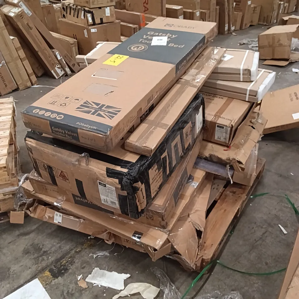 PALLET OF ASSORTED, INCOMPLETE FURNITURE PARTS AND PIECES