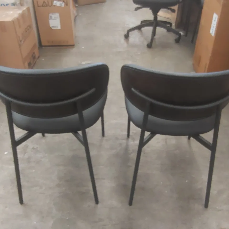 SET OF 2 DANETTI CREE BLACK FAUX LEATHER DINING CHAIR